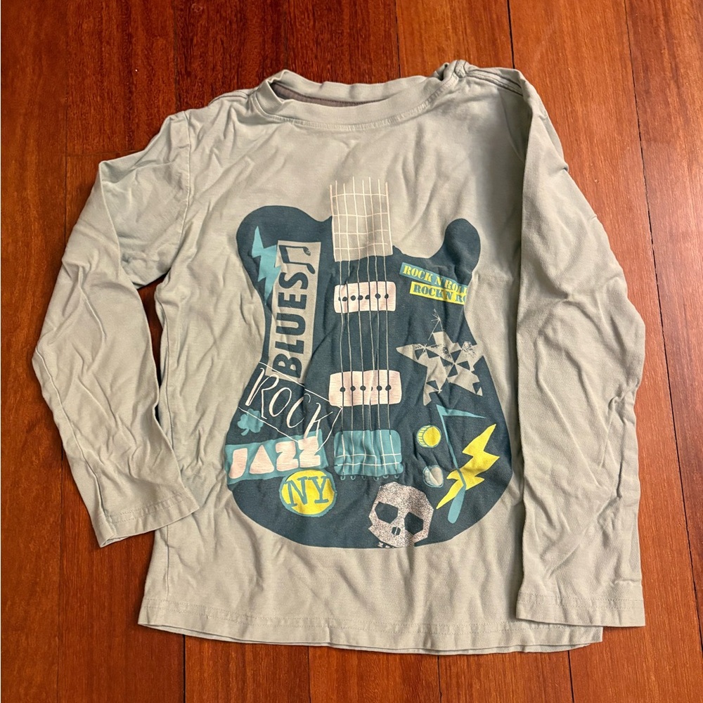 Tea Collection Kids Long Sleeve Shirt - Gray with Blue Graphic